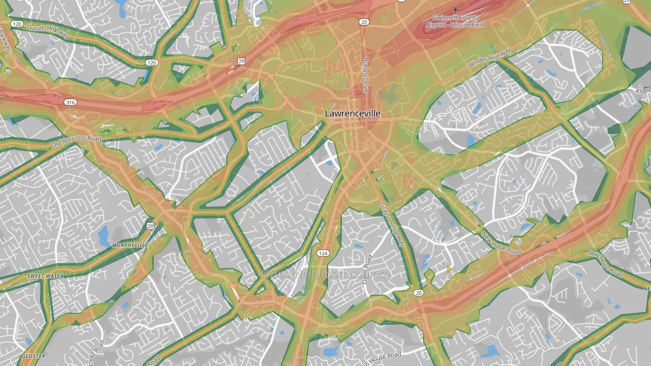 30046, GA Map of Noise Levels in 30046
