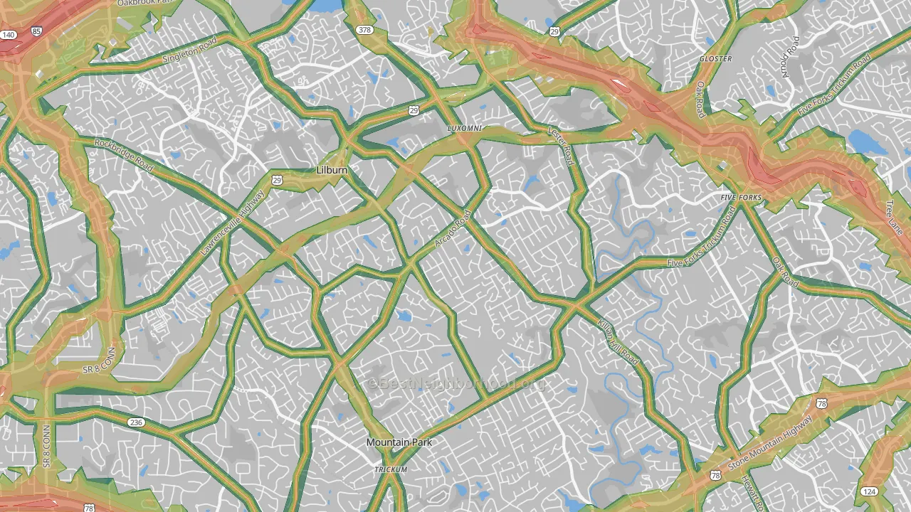 30047, GA Map of Noise Levels in 30047
