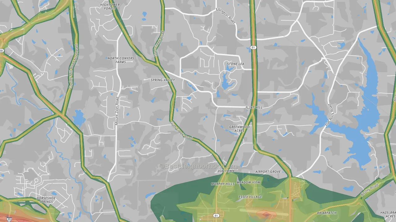 30054, GA Map of Noise Levels in 30054