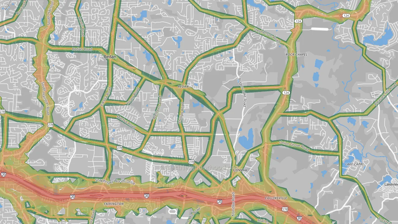 30058, GA Map of Noise Levels in 30058