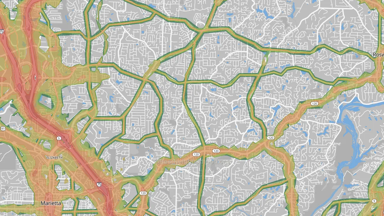 30062, GA Map of Noise Levels in 30062