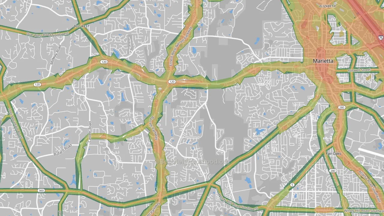 30064, GA Map of Noise Levels in 30064