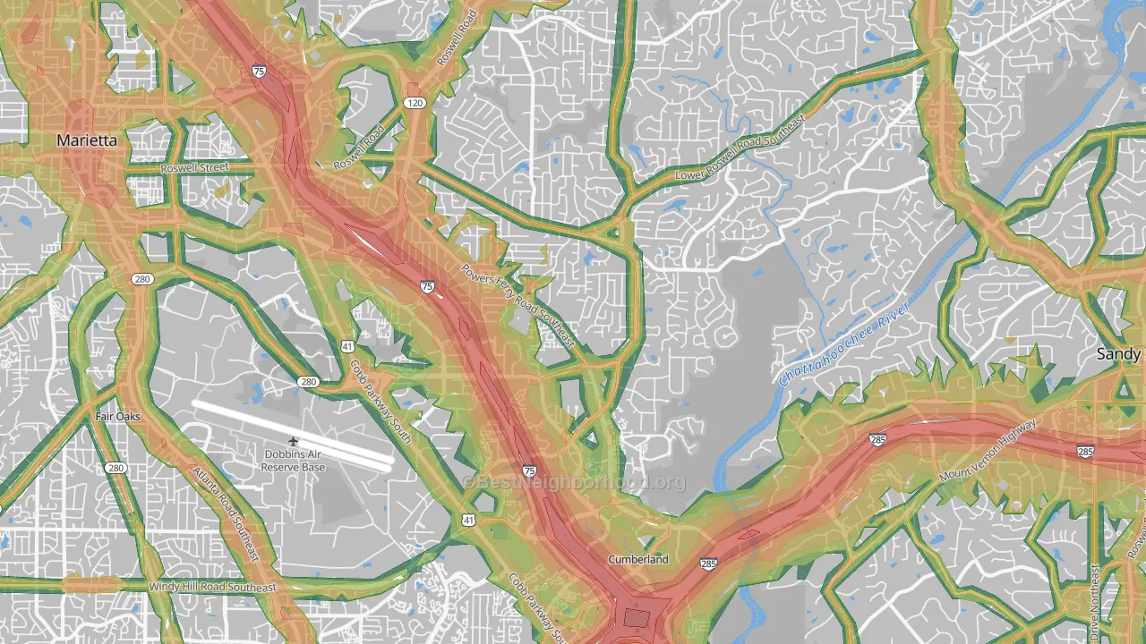 30067, GA Map of Noise Levels in 30067