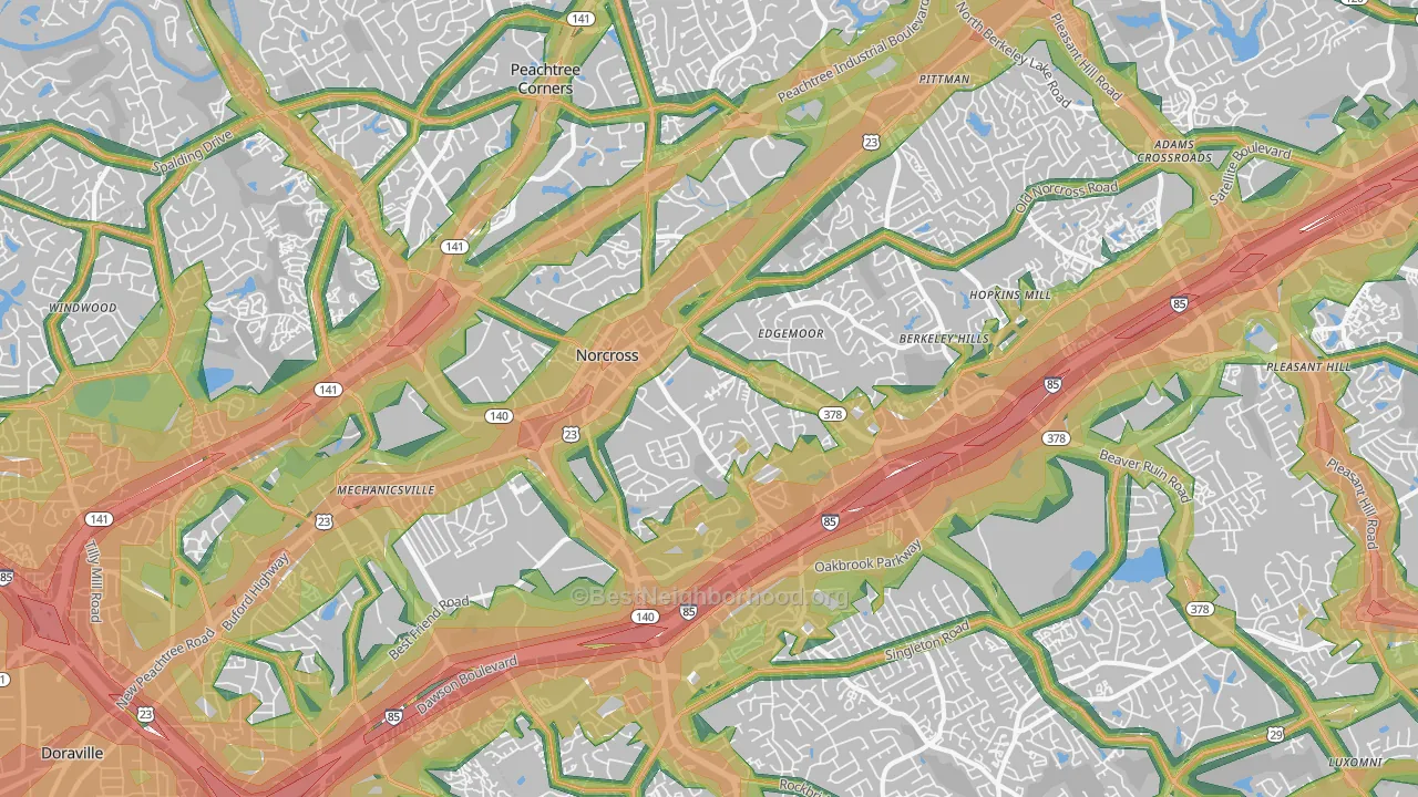 30071, GA Map of Noise Levels in 30071