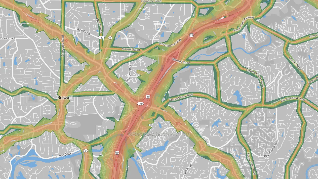 30076, GA Map of Noise Levels in 30076