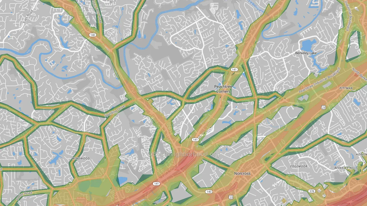 30092, GA Map of Noise Levels in 30092