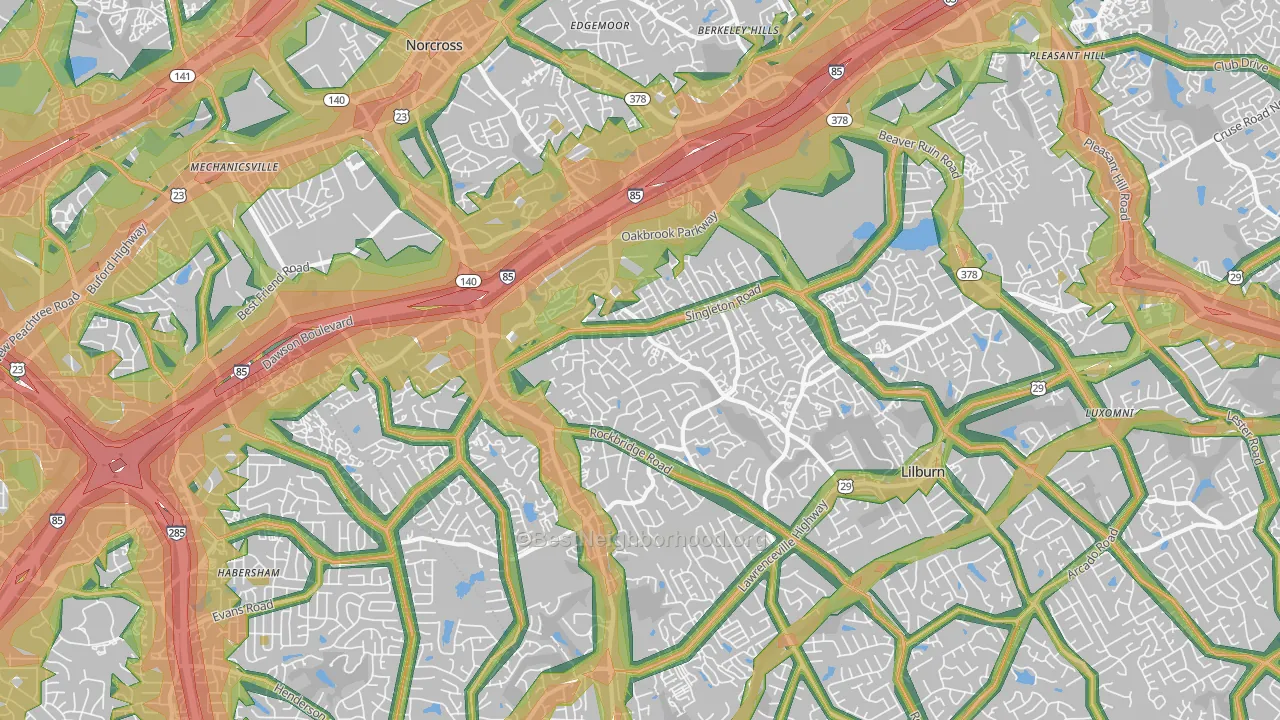 30093, GA Map of Noise Levels in 30093