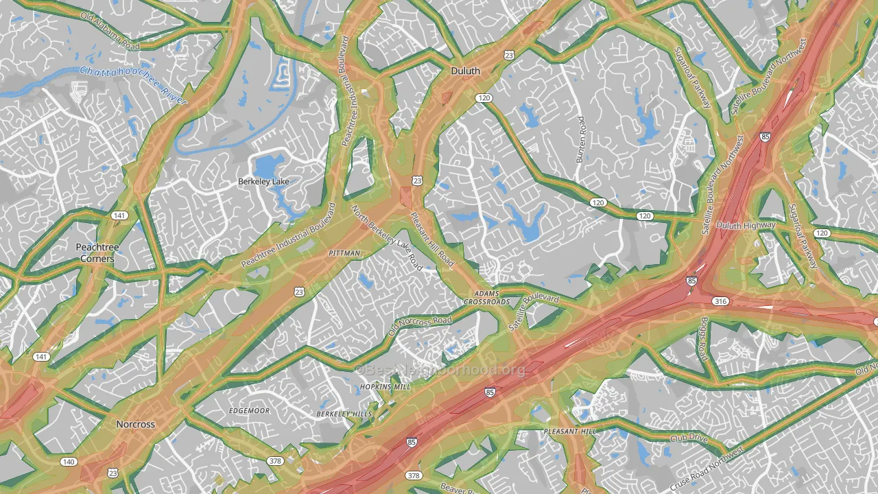 30096, GA Map of Noise Levels in 30096
