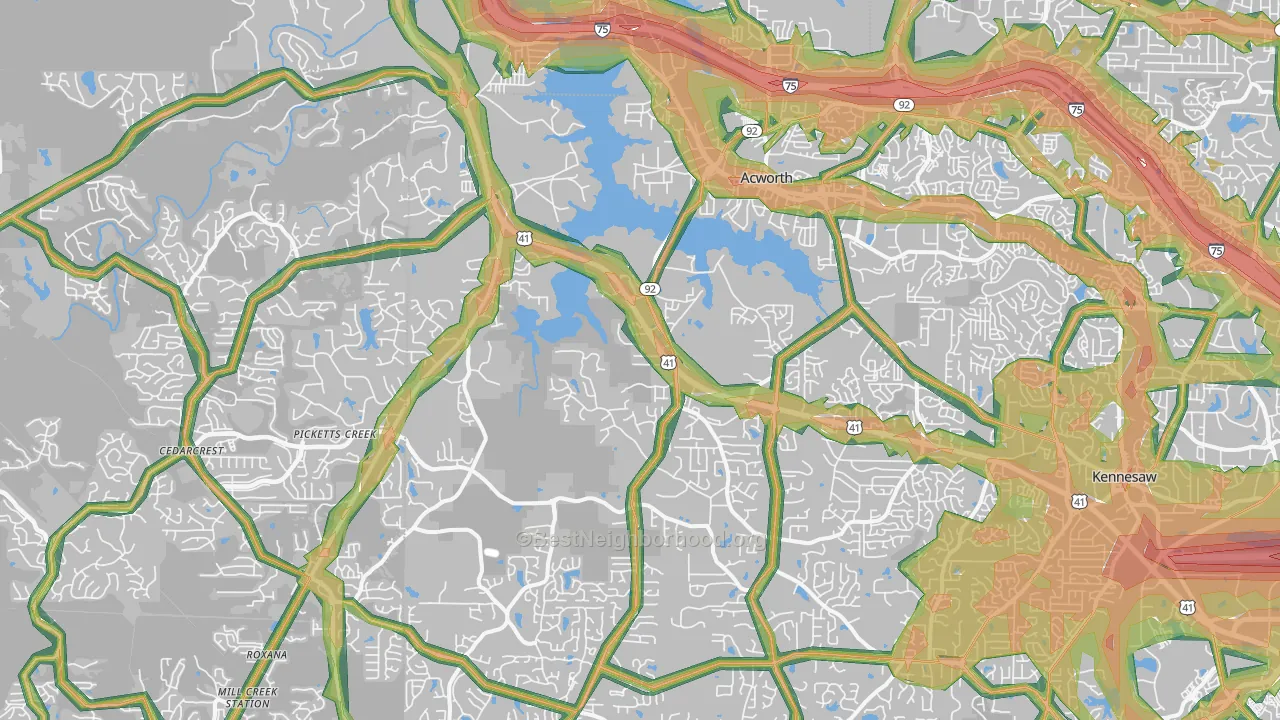 30101, GA Map of Noise Levels in 30101