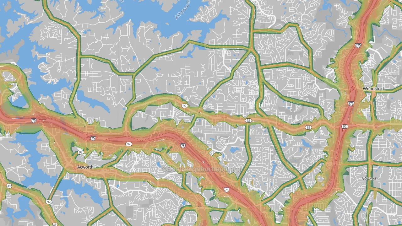 30102, GA Map of Noise Levels in 30102