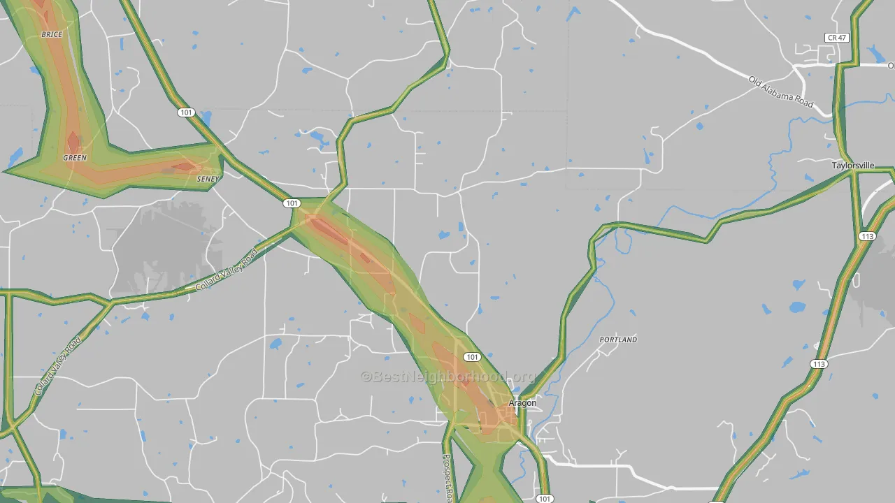 30104, GA Map of Noise Levels in 30104
