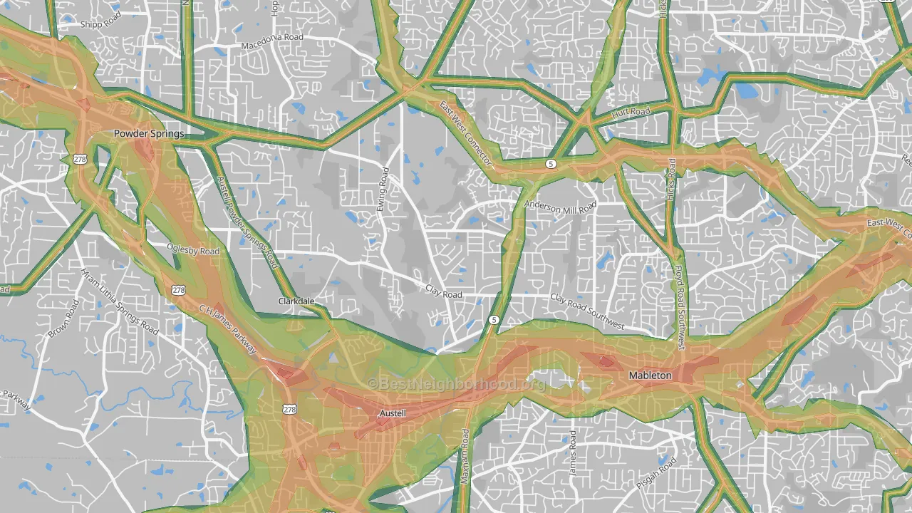 30106, GA Map of Noise Levels in 30106