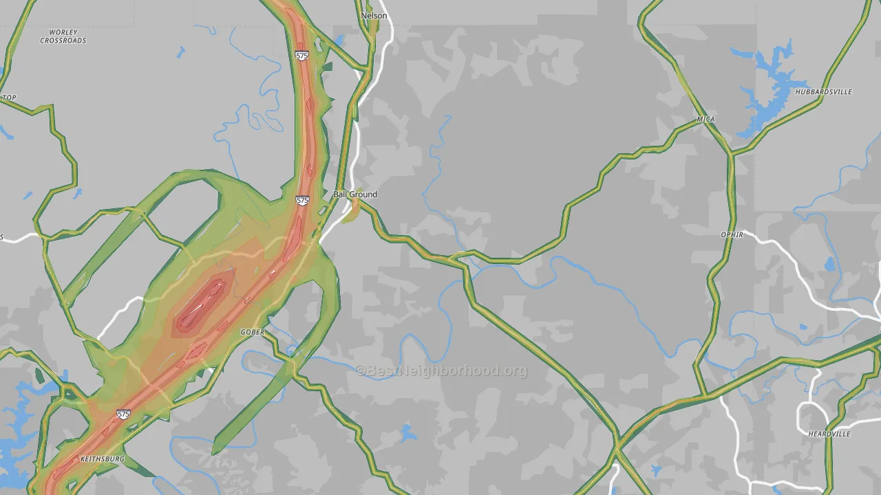 30107, GA Map of Noise Levels in 30107