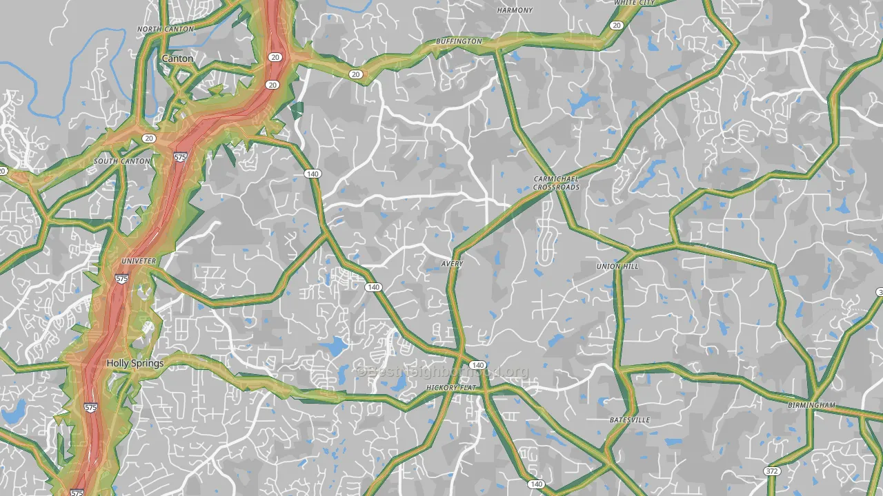 30115, GA Map of Noise Levels in 30115
