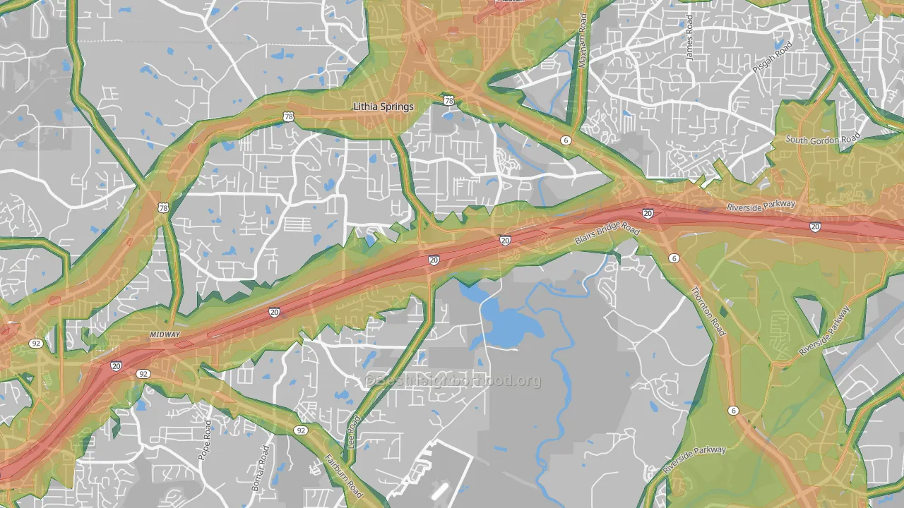 30122, GA Map of Noise Levels in 30122