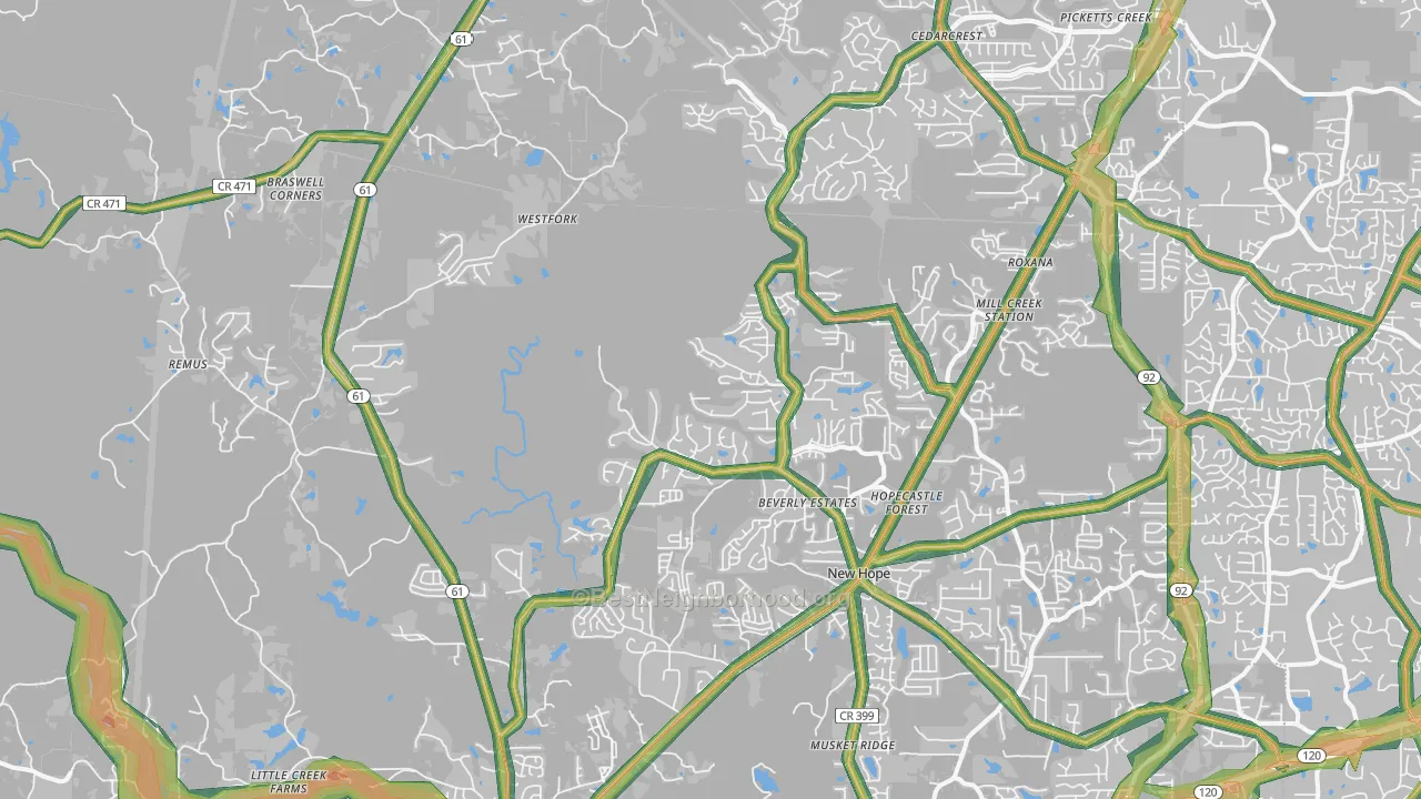 30132, GA Map of Noise Levels in 30132