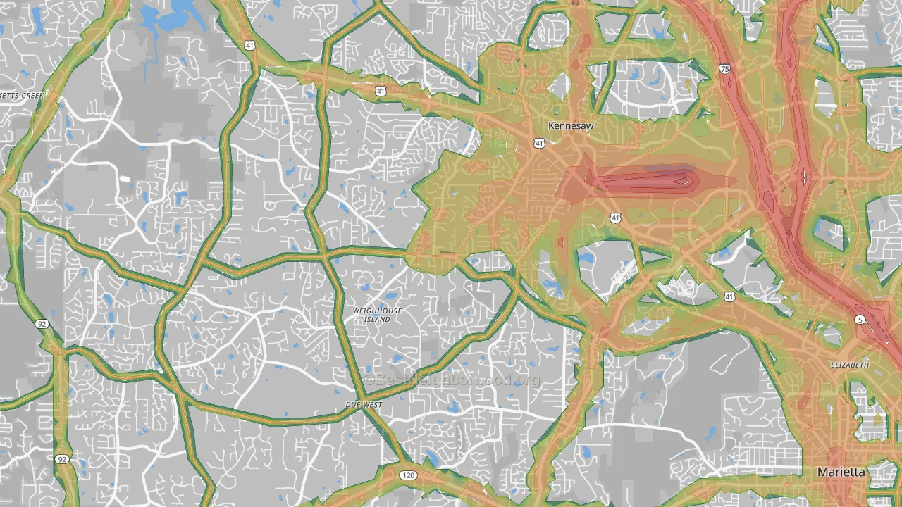 30152, GA Map of Noise Levels in 30152