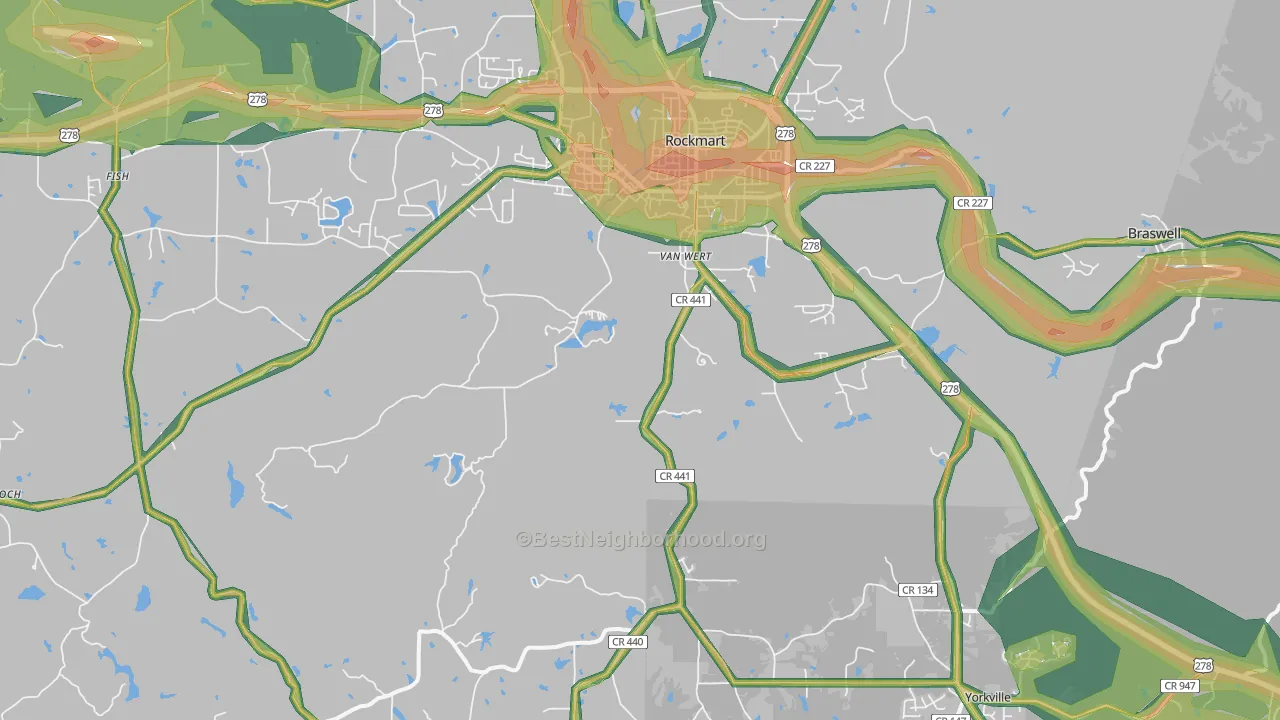 30153, GA Map of Noise Levels in 30153