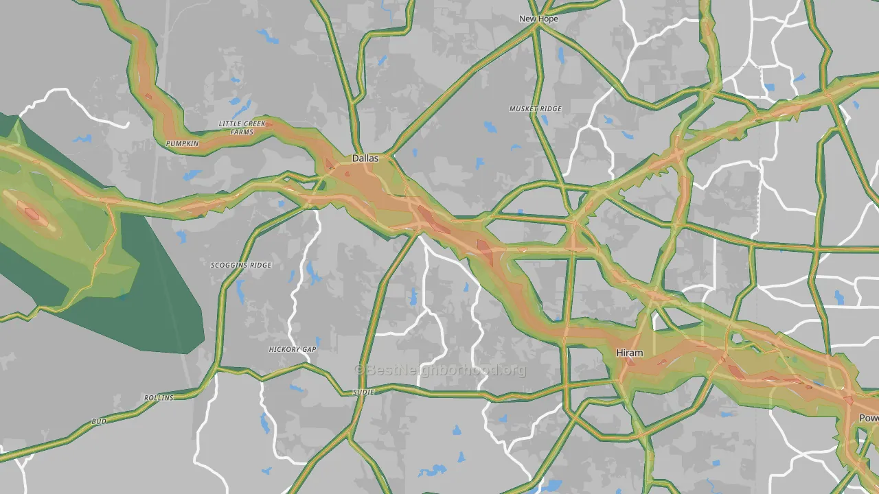 30157, GA Map of Noise Levels in 30157