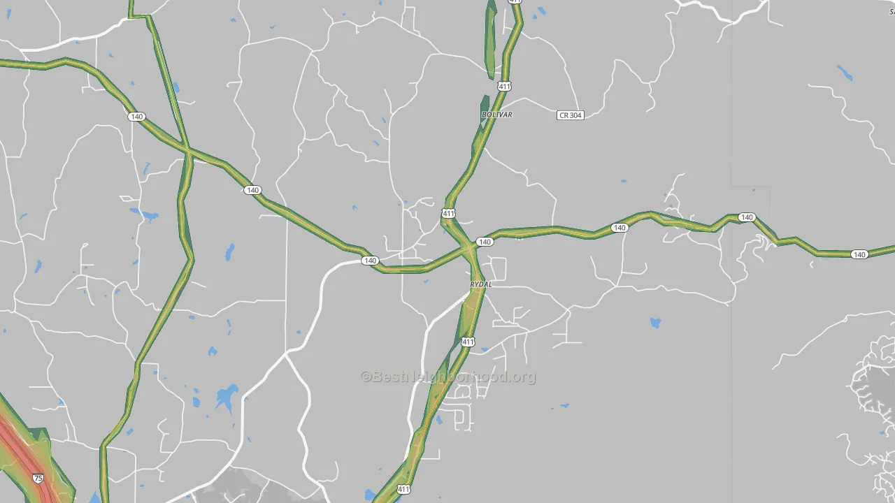 30171, GA Map of Noise Levels in 30171
