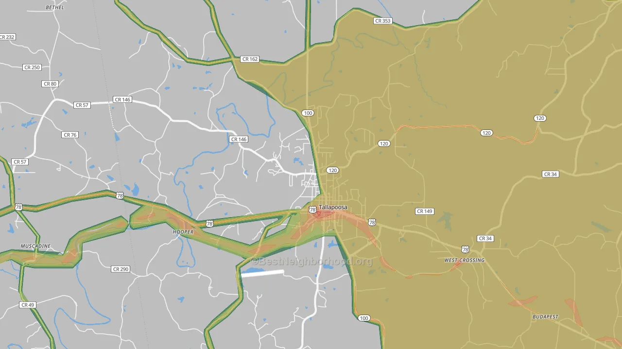 30176, GA Map of Noise Levels in 30176