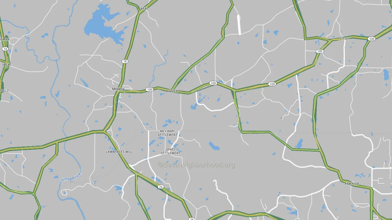 30258, GA Map of Noise Levels in 30258