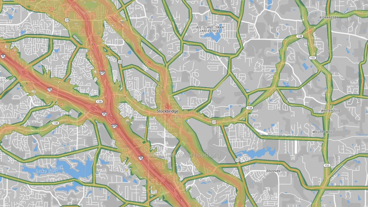30281, GA Map of Noise Levels in 30281