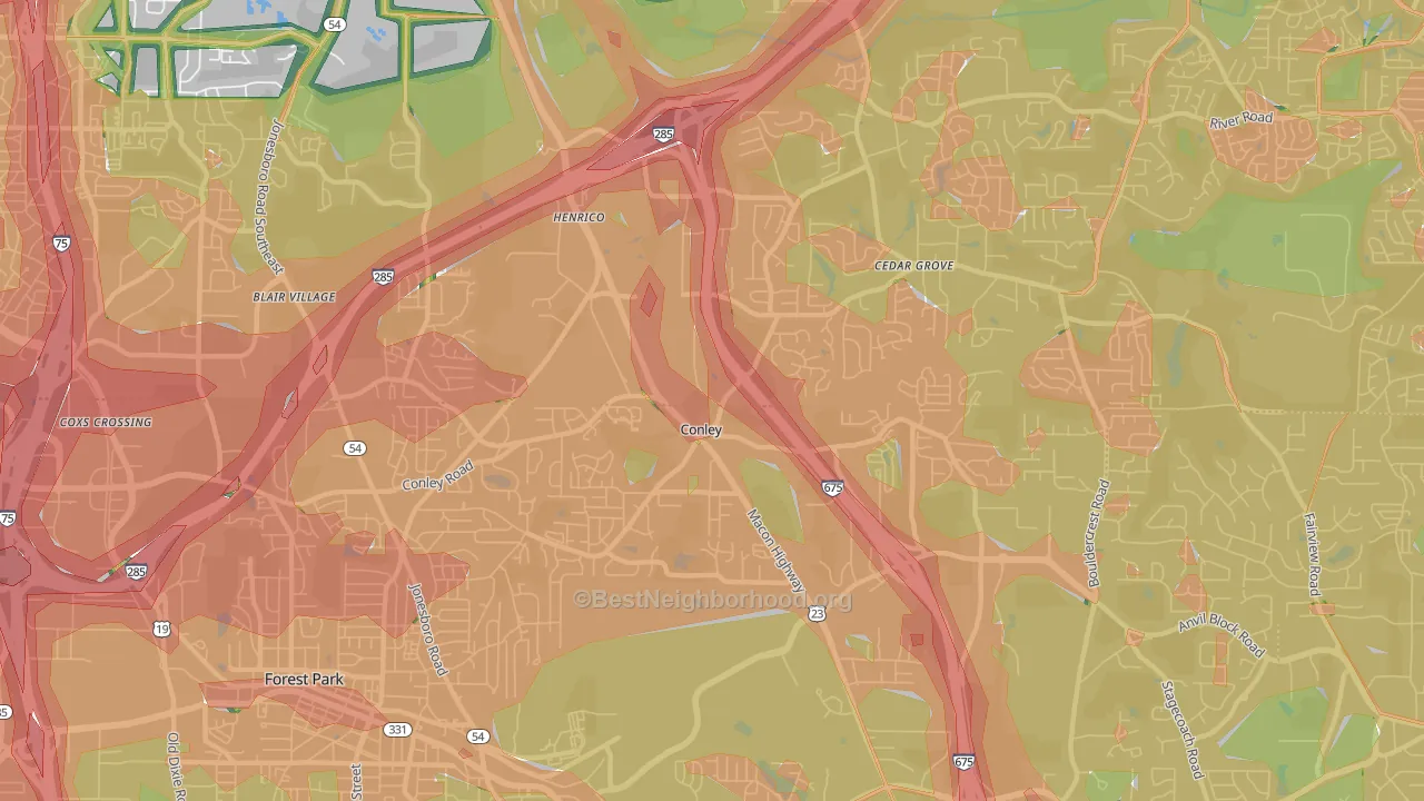 30288, GA Map of Noise Levels in 30288