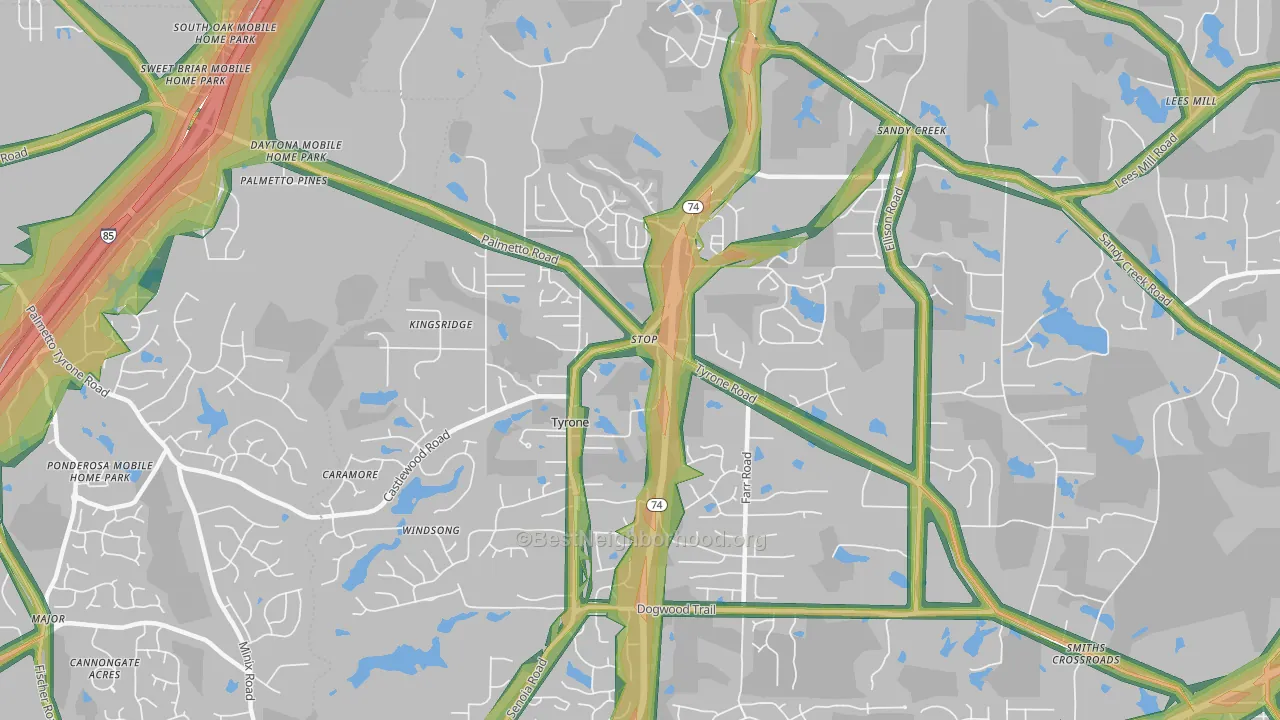 30290, GA Map of Noise Levels in 30290