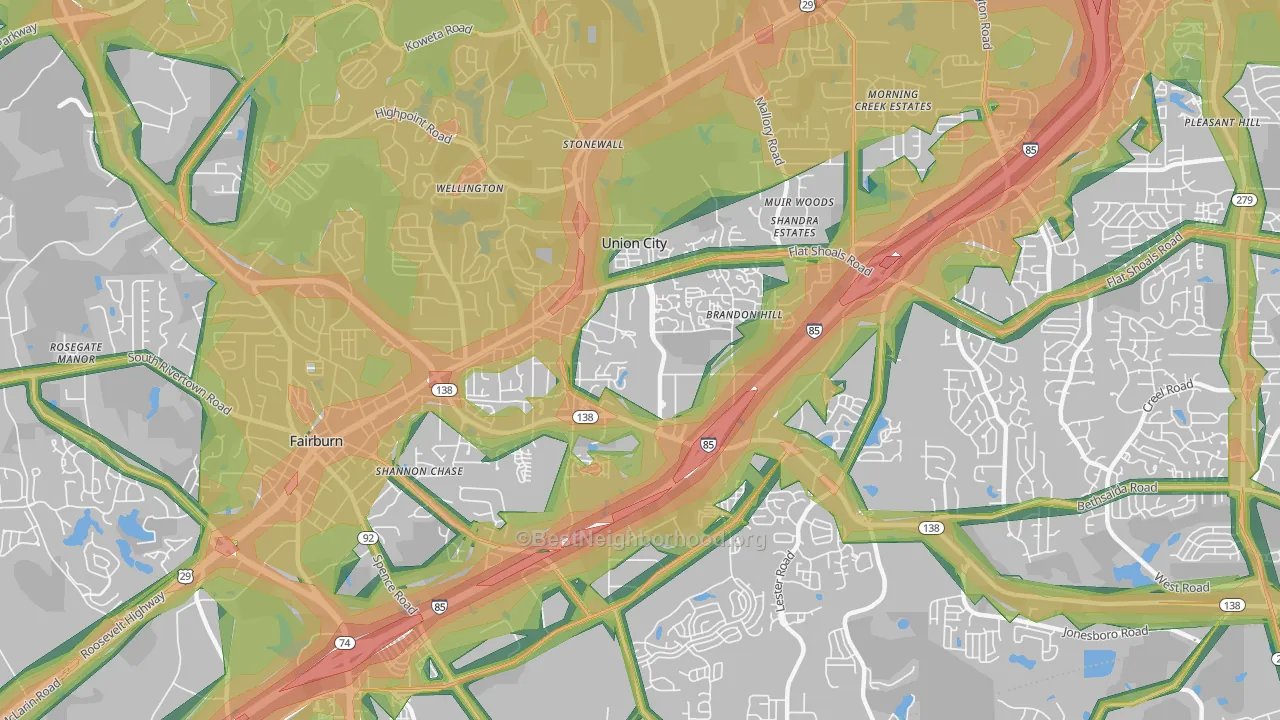 30291, GA Map of Noise Levels in 30291