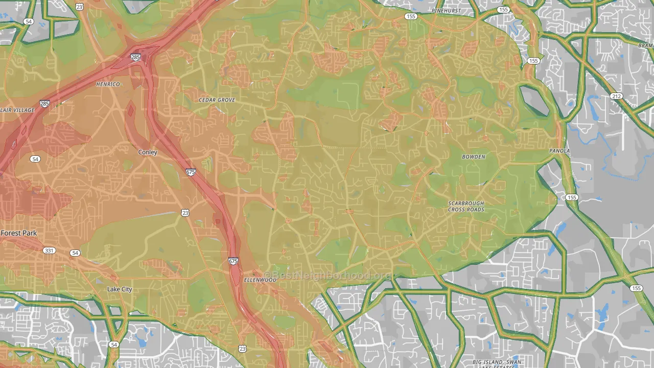30294, GA Map of Noise Levels in 30294