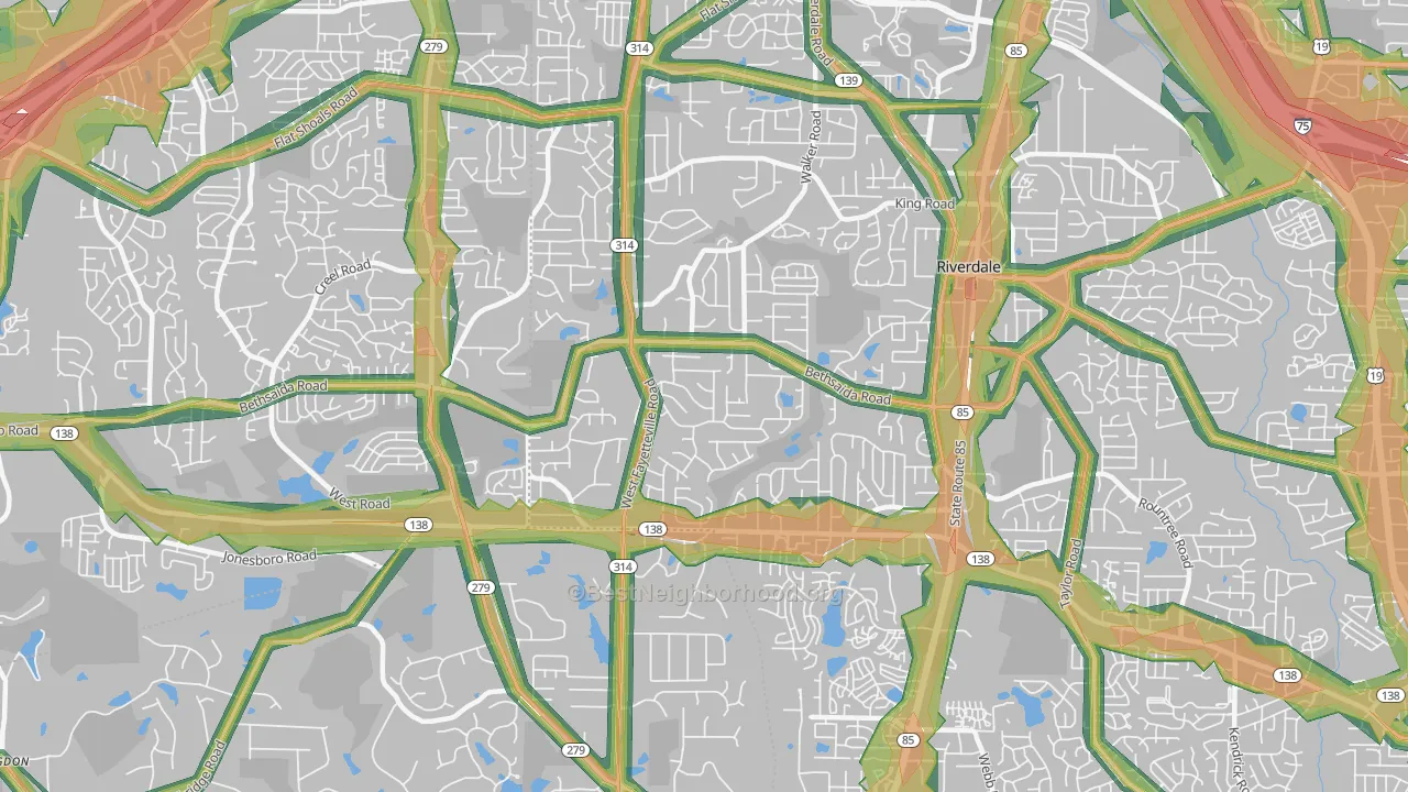 30296, GA Map of Noise Levels in 30296
