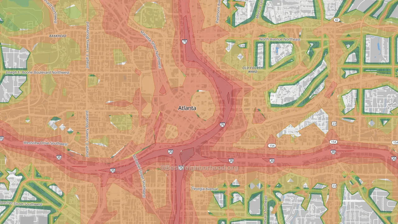 30303, GA Map of Noise Levels in 30303