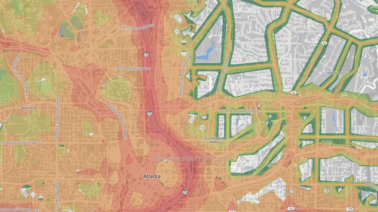 30308, GA Map of Noise Levels in 30308