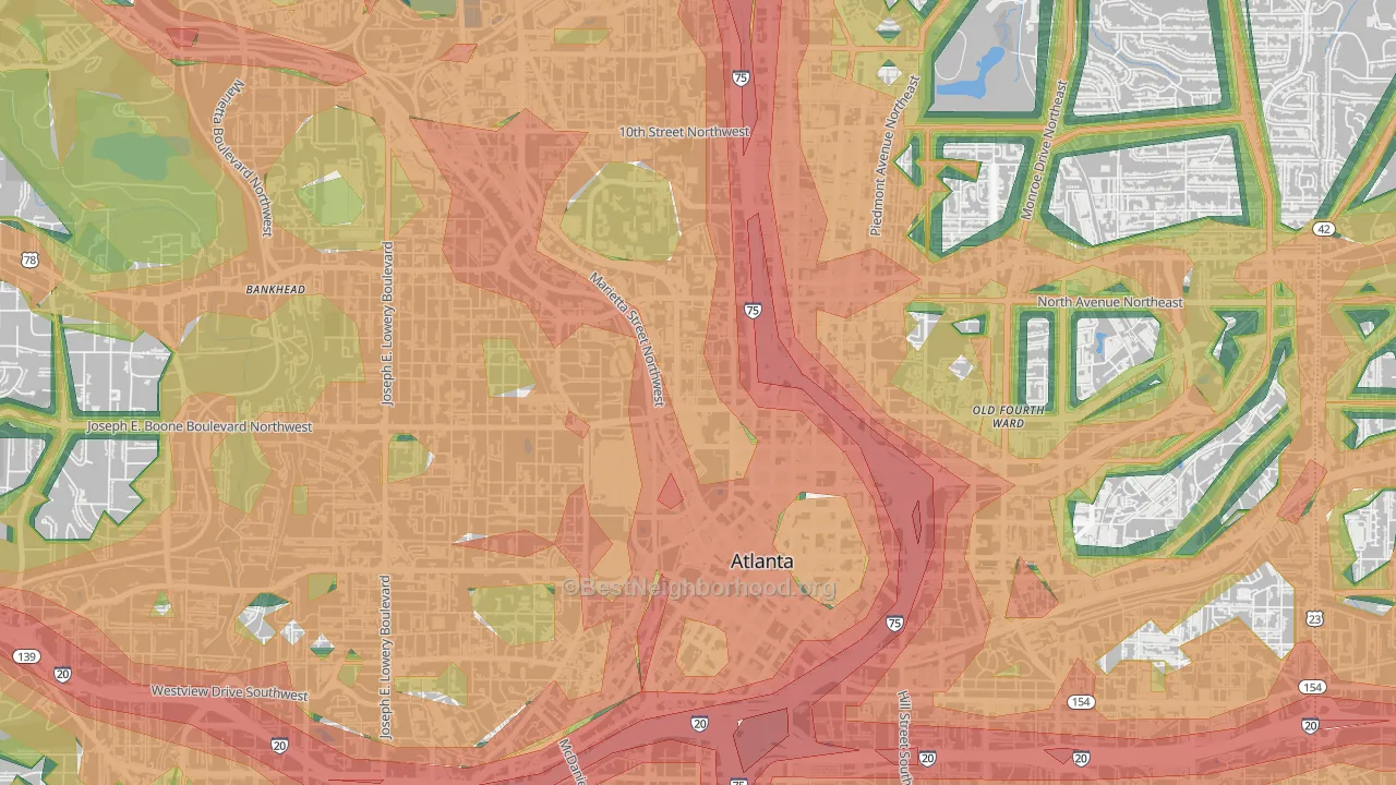 30313, GA Map of Noise Levels in 30313