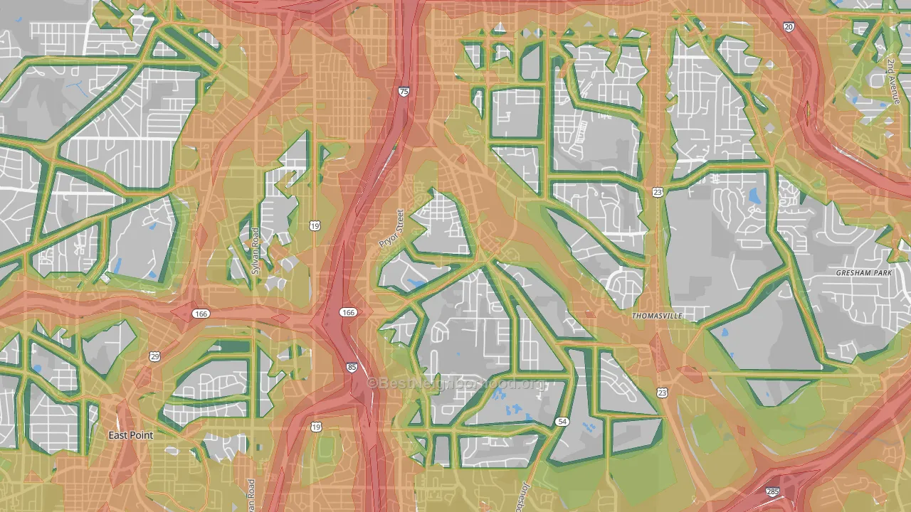 30315, GA Map of Noise Levels in 30315