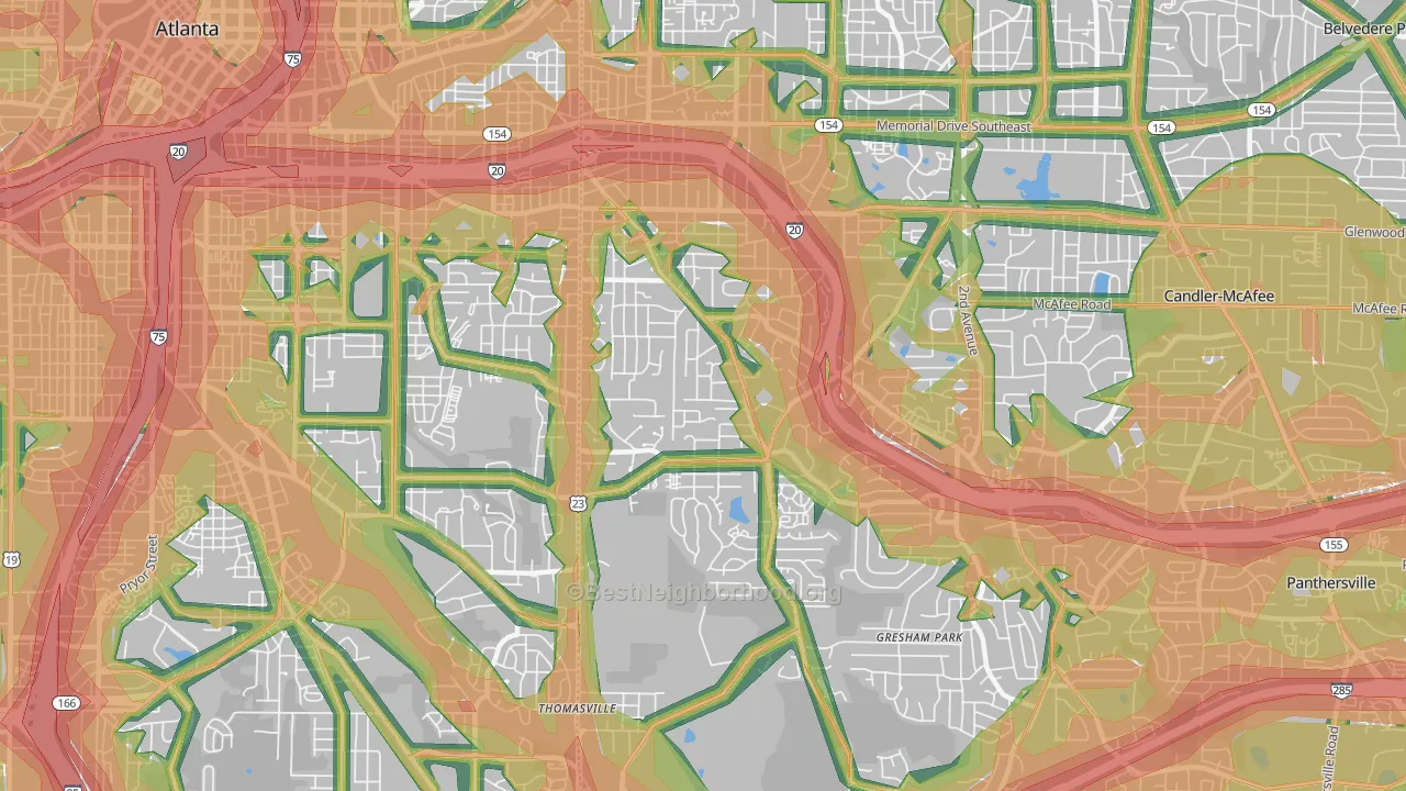 30316, GA Map of Noise Levels in 30316