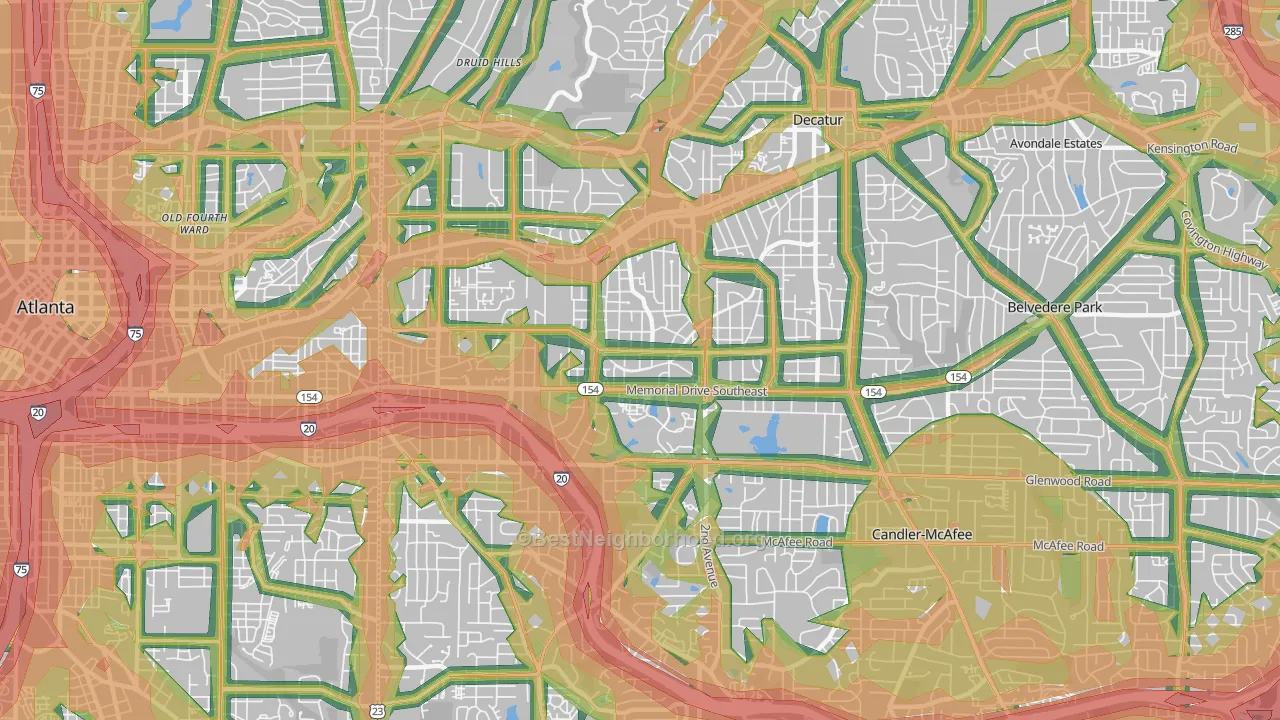 30317, GA Map of Noise Levels in 30317