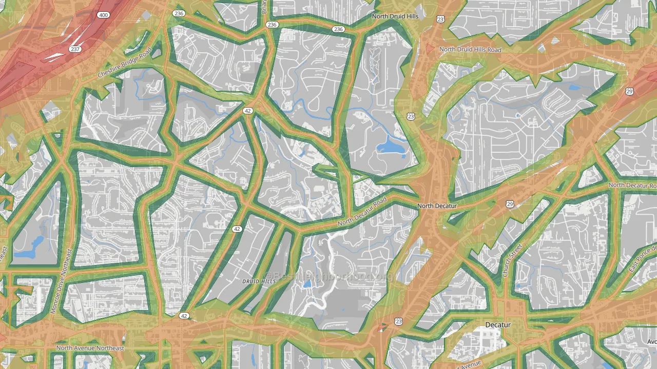 30322, GA Map of Noise Levels in 30322