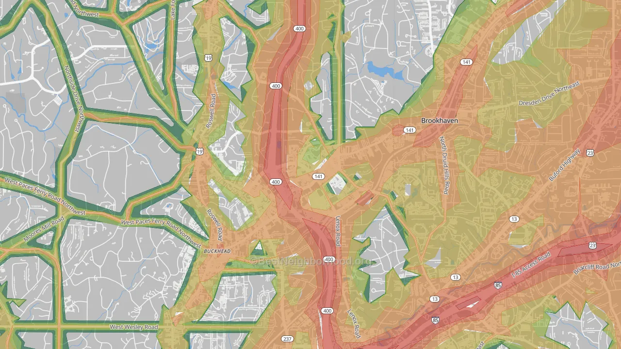 30326, GA Map of Noise Levels in 30326