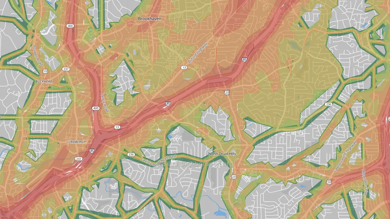30329, GA Map of Noise Levels in 30329
