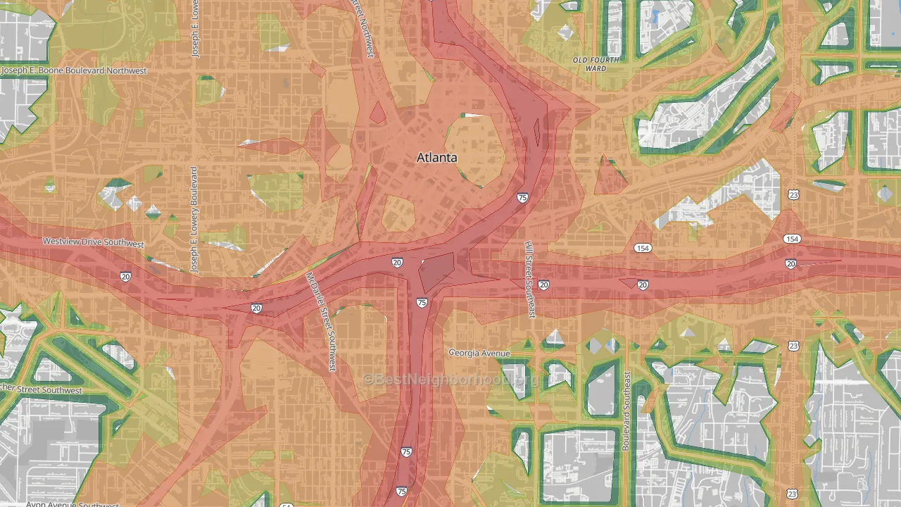 30334, GA Map of Noise Levels in 30334