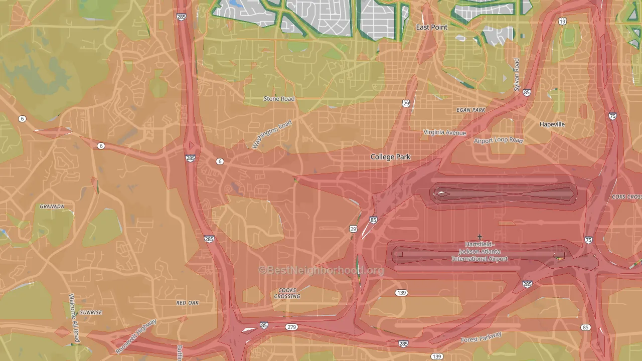 30337, GA Map of Noise Levels in 30337