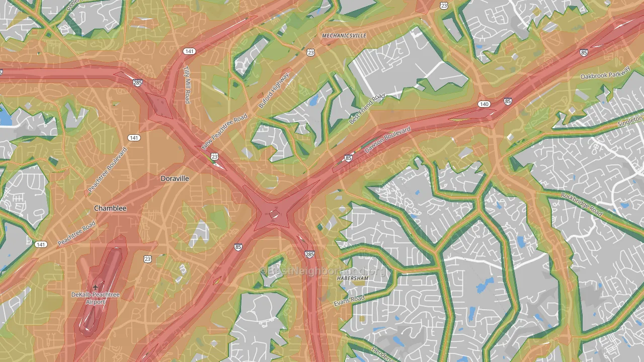 30340, GA Map of Noise Levels in 30340