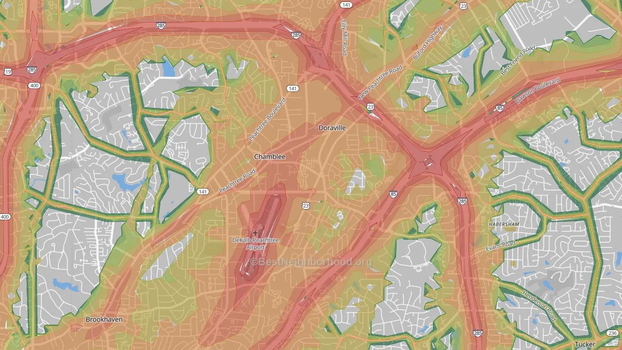 30341, GA Map of Noise Levels in 30341
