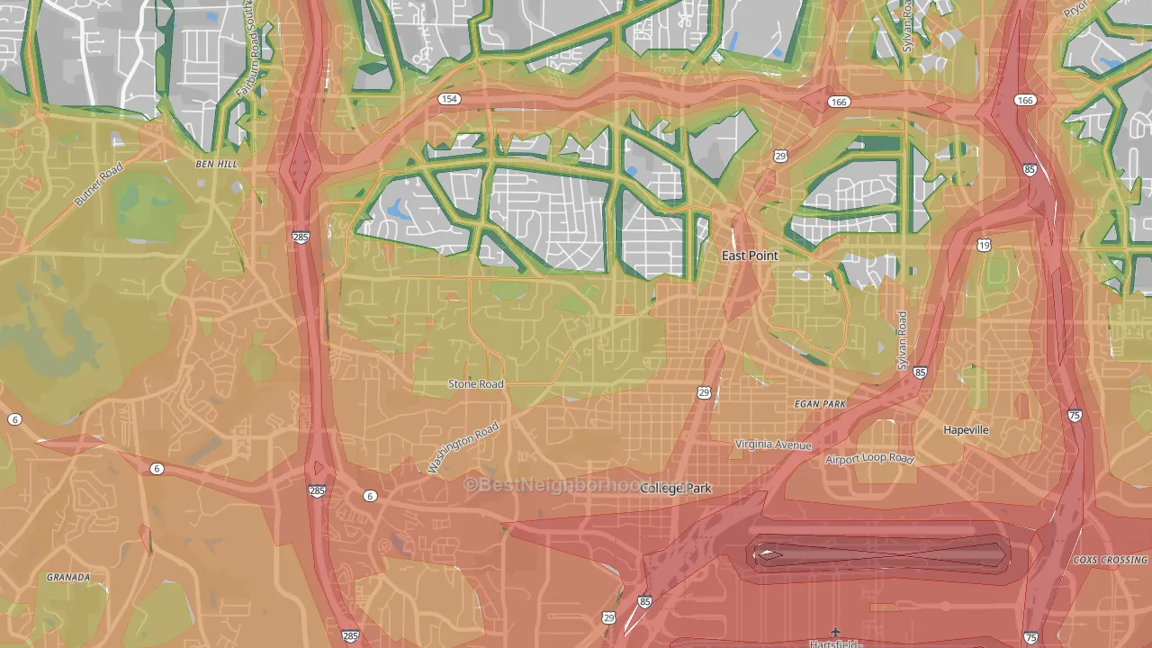 30344, GA Map of Noise Levels in 30344