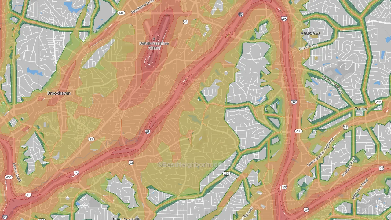 30345, GA Map of Noise Levels in 30345