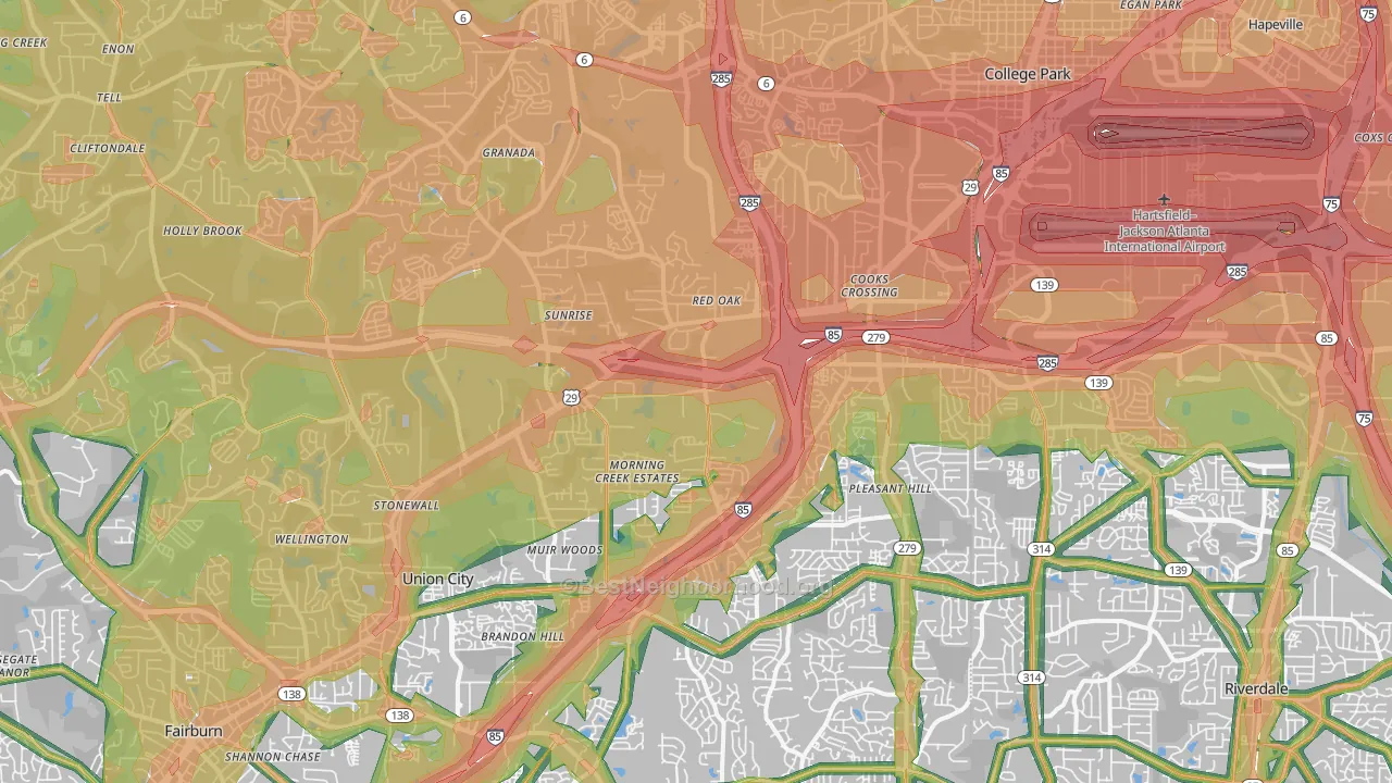 30349, GA Map of Noise Levels in 30349
