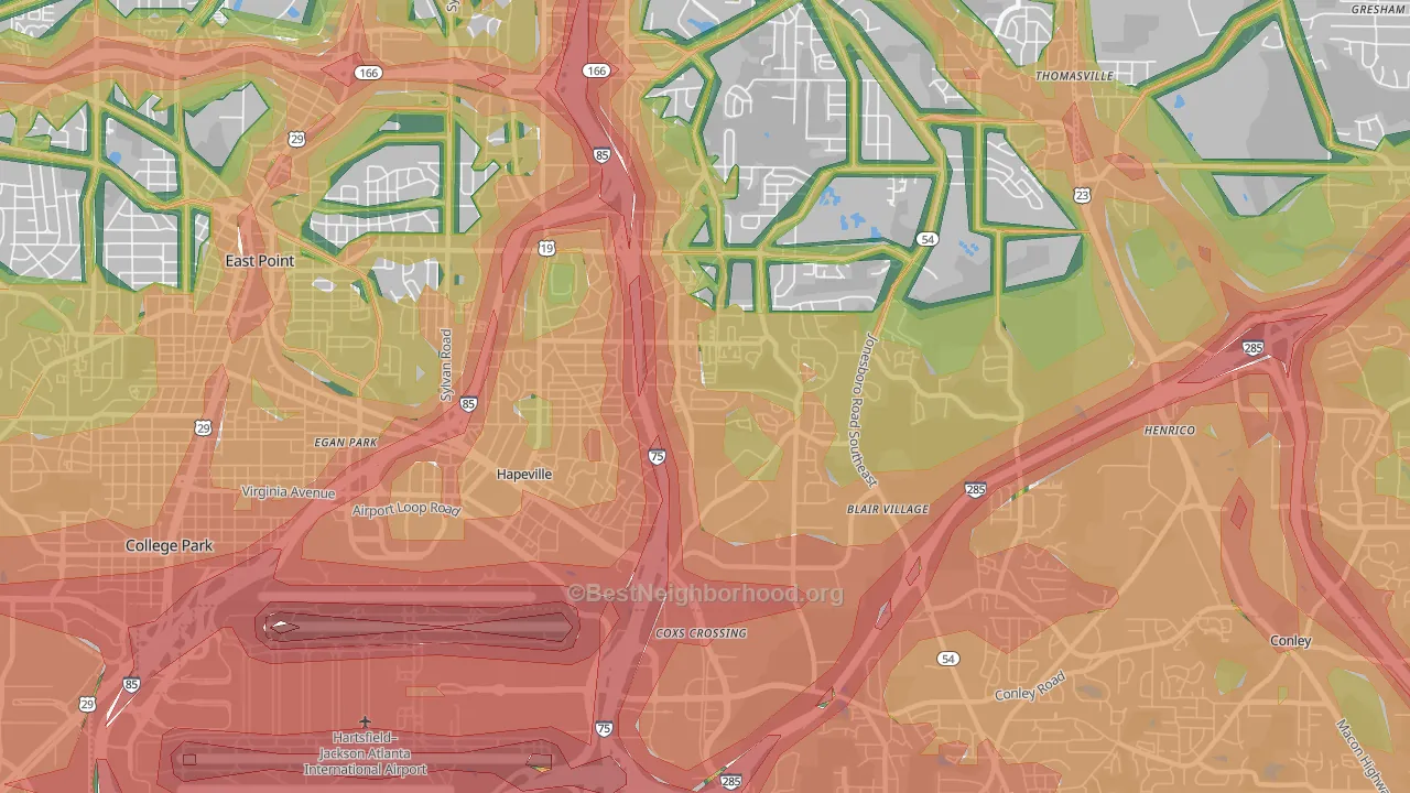 30354, GA Map of Noise Levels in 30354