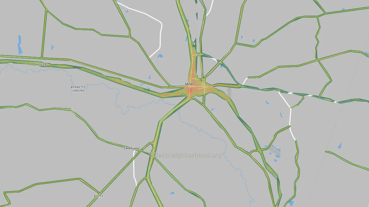 30442, GA Map of Noise Levels in 30442